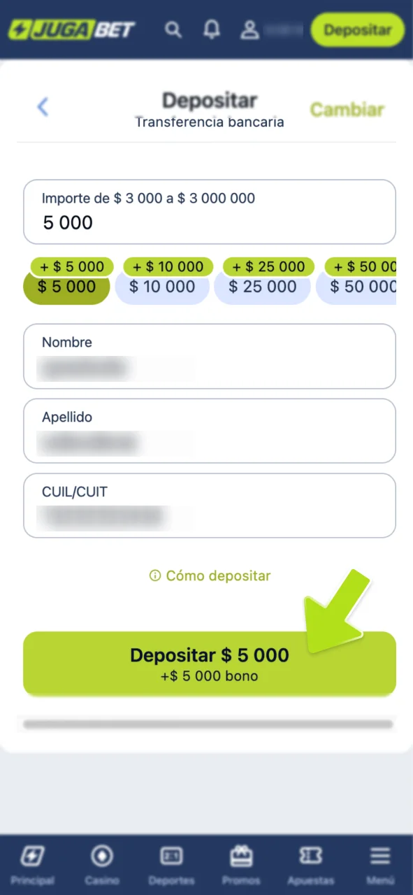 Haz tu depósito и recibe el bono en JugaBet.