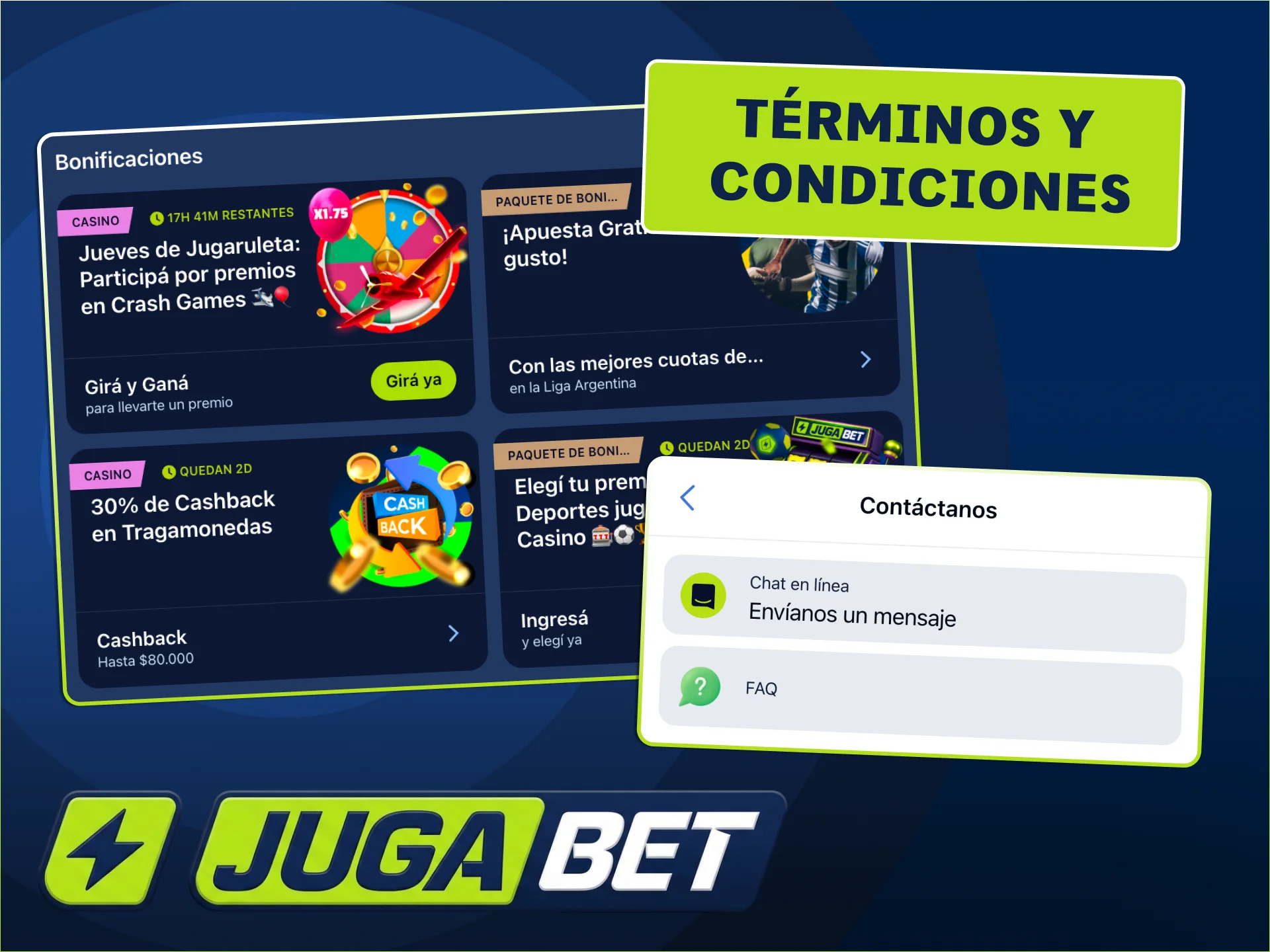 Consulta las reglas de bonos de JugaBet hoy.