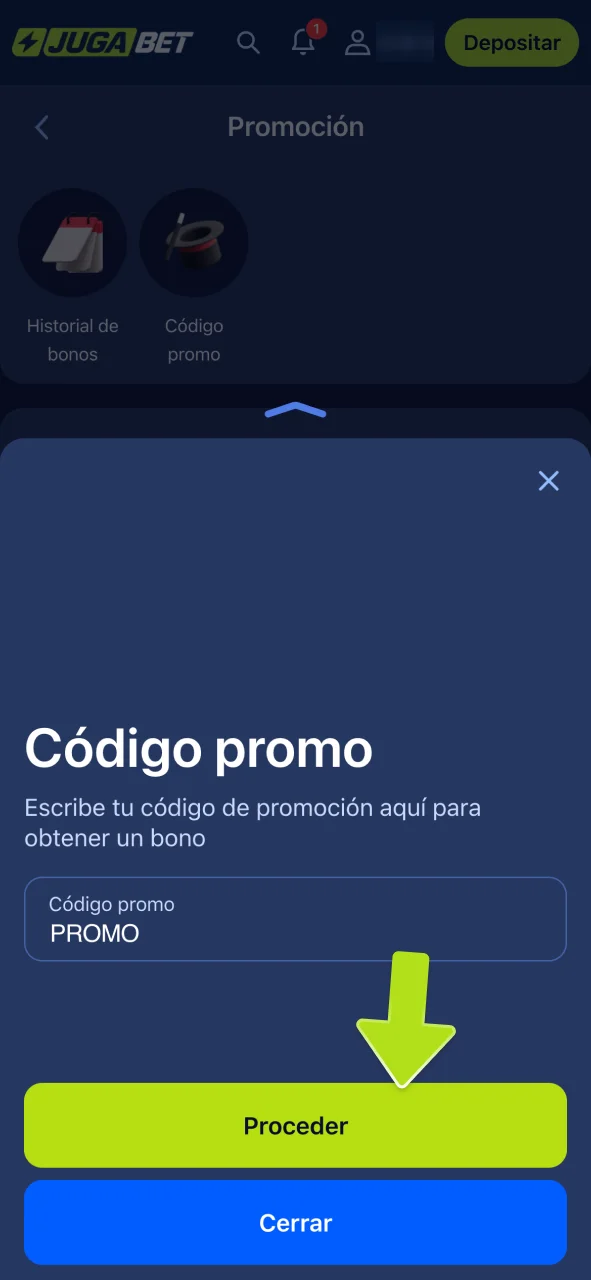 Escribe el código y activa tu oferta en JugaBet.