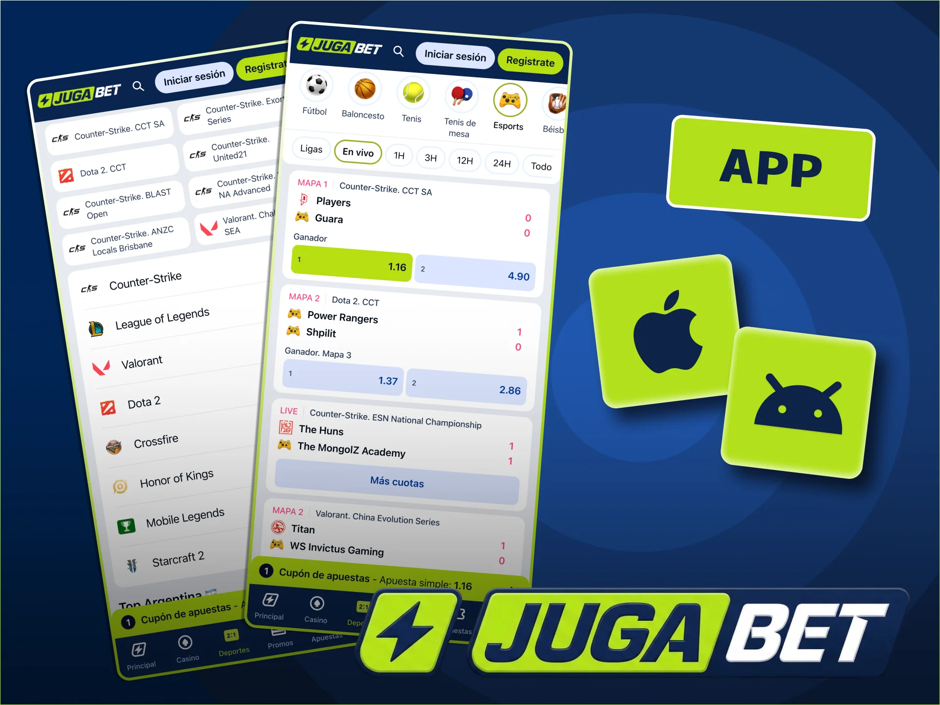 Apostá a tus eSports favoritos desde la App de JugaBet.