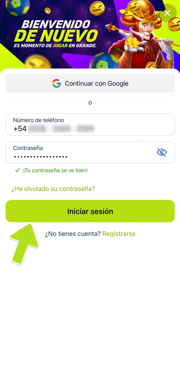 Entra en tu cuenta y abre la billetera de JugaBet.