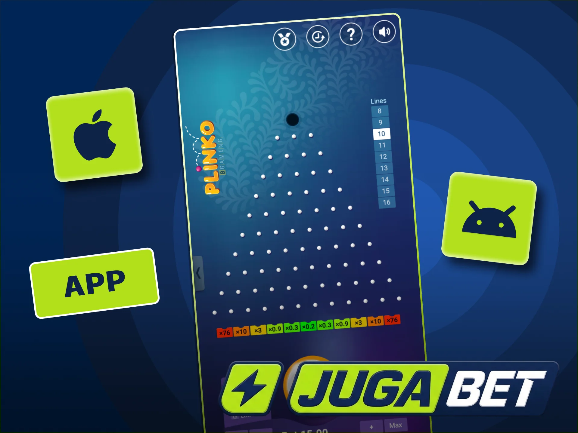 Descargá la App de JugaBet y lanzá la bola en Plinko.