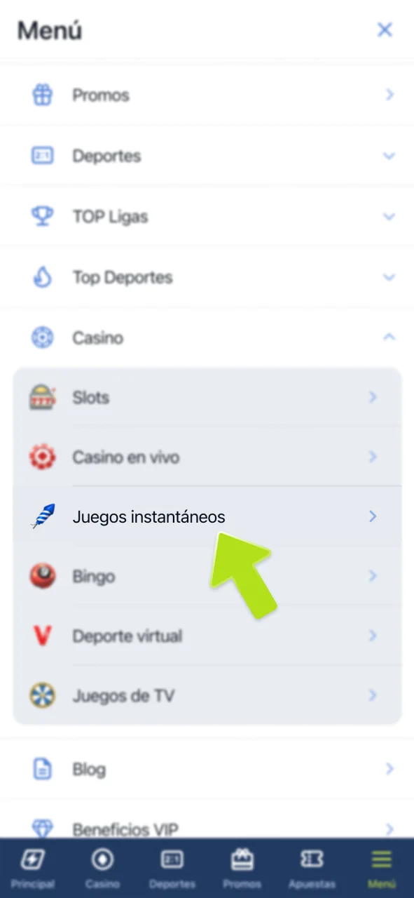 Busca Plinko en juegos instantáneos de JugaBet.