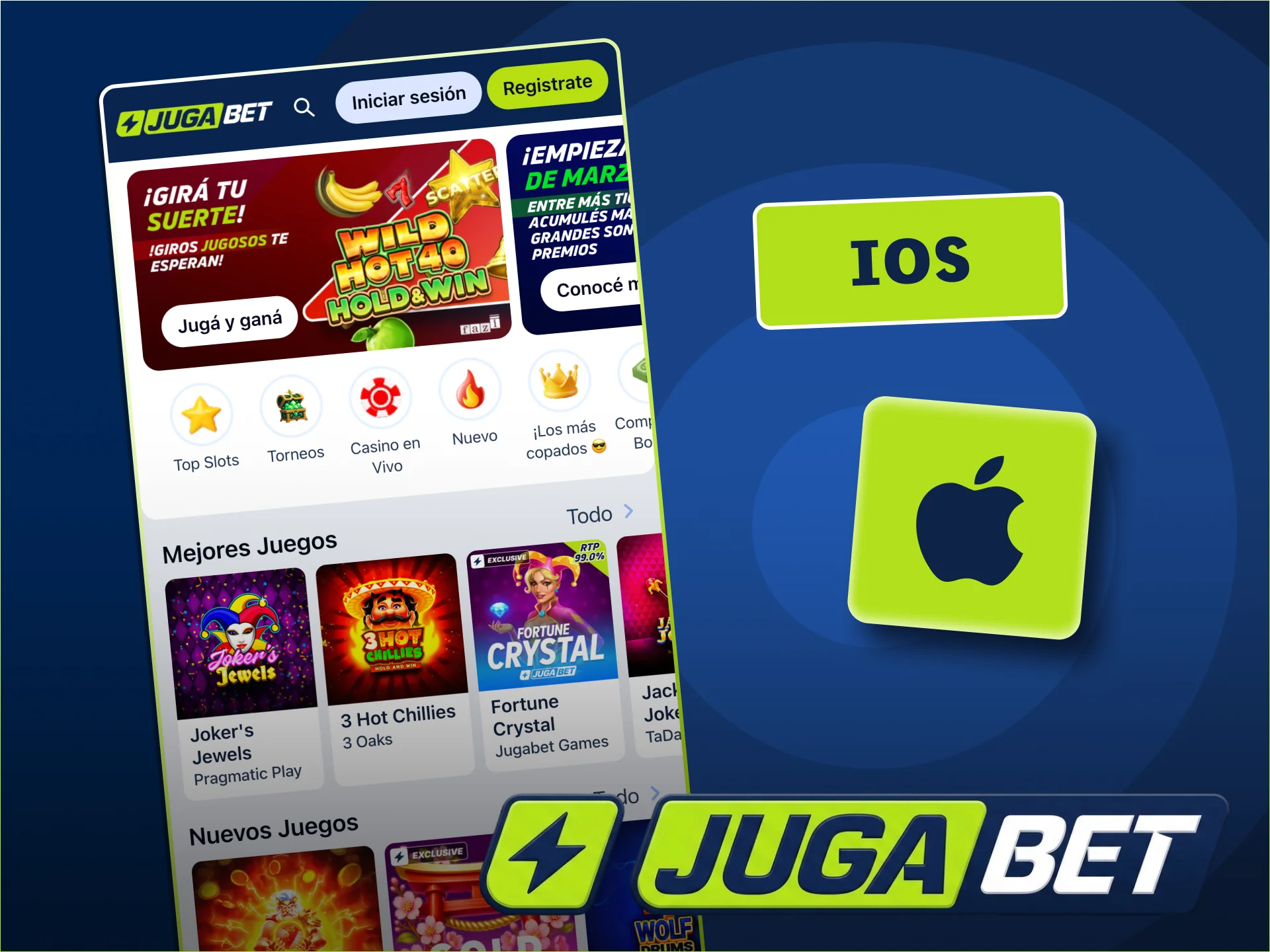 Añade JugaBet a la pantalla de inicio de tu iPhone.